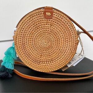 NWT- Round wicker rattan purse